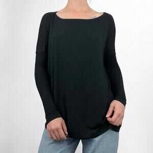 Lamixx Soft Black Long Sleeve Scoop Neck Blouse
